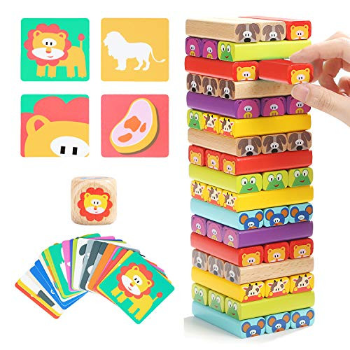 TOP BRIGHT Colored Wooden Blocks Stacking Board Games for Kids Ages 4-8 with 51 Pieces TOP BRIGHT Colored Wooden Blocks Stacking Board Games for Kids Ages 4-8 with 51 Pieces
