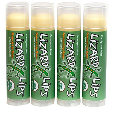 Lizard Lips USDA Certified Organic 4 Pack  Eucalyptus Mint