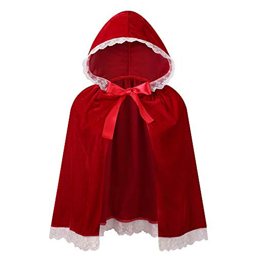 LMYOVE Little Red Riding Hood CloakCape Costume for Kids Small Red
