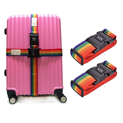 2 Pack Adjustable Luggage Straps Suitcase Belts Travel Accessories Bag Straps with 3Dial Combination Lock