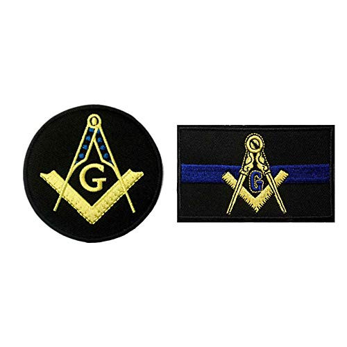 Blue Line Masonic Flag and Compass Embroidered Iron on sew on Patch Mason Emblem