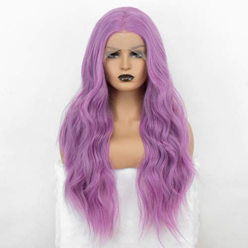 Long Pruple Wig Fashion Lace Front Wigs for Women Curly Wavy Synthetic Wig Heat Resistant 22 inch