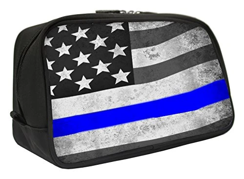 Snaptotes Thin Blue Line American Flag in Support of Police and Law Enforcement Travel Toiletry Bag Shaving Dopp Kit