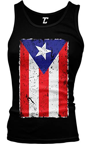 Distressed Puerto Rico Flag  Rican Latino Juniors Tank Top Black Large