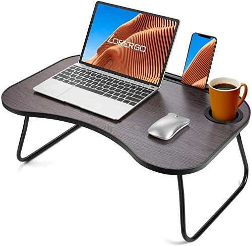 LORYERGO Lap Desk  Portable Laptop Desk with Cup Holder Bed Lap Table with Builtin Slot for Phone or Tablet Perfect as Breakfast Bed Tray Drawing Table Lap Writing Desk for Floor  Bed
