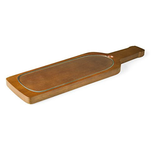 TOSCANA - a Picnic Time Brand Reserve Cheese Board with Glass Insert, 14-3/4 Inch