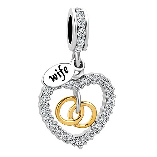 LovelyJewelry Wife Charms Heart Love Dangle Beads Charm for Bracelets LovelyJewelry Wife Charms Heart Love Dangle Beads Charm for Bracelets