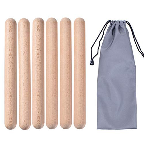 Music Lummi Sticks for Kids 6 Pack Rhythm Sticks with Carry Bag 8 Inch Long