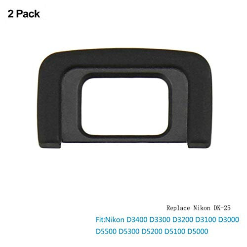 LXH 2 Pack Eyecup Eye Cup Eyepiece Viewfinder for Nikon D3400 D5500 D3300 D5100 D3200 D3100 D3000 D5200 D5300 D5000 SLR Camera Replaces Nikon DK25 and DK24 Black