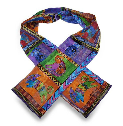Laurel Burch Dog Tails Patchwork Classic Silk Scarf