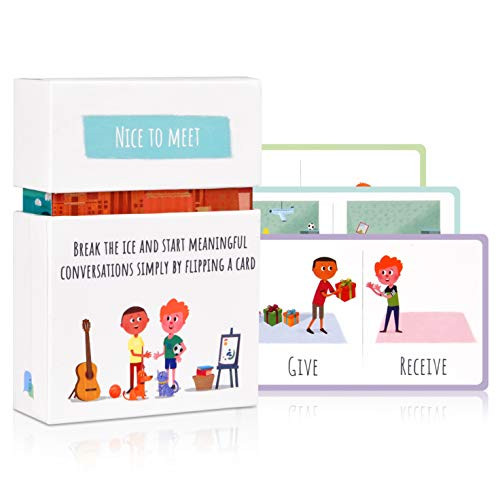 Feeloty Nice to Meet - Conversation Starter for Kids - Family Card Game for Relationship Building - Fun Dinner Table, Road Trip, Car Tavel Question Card Game