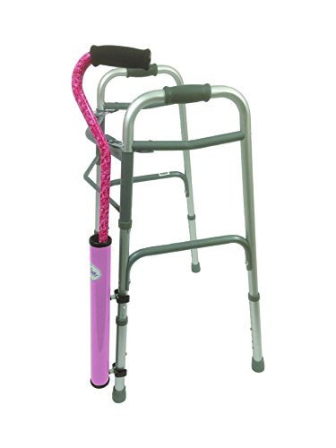 CaneTUBE® Cane Holder for Walker Rollator and Wheelchair Pink Walking Cane Attachment for Walkers Rollators and Wheelchairs with SnapOn Clips