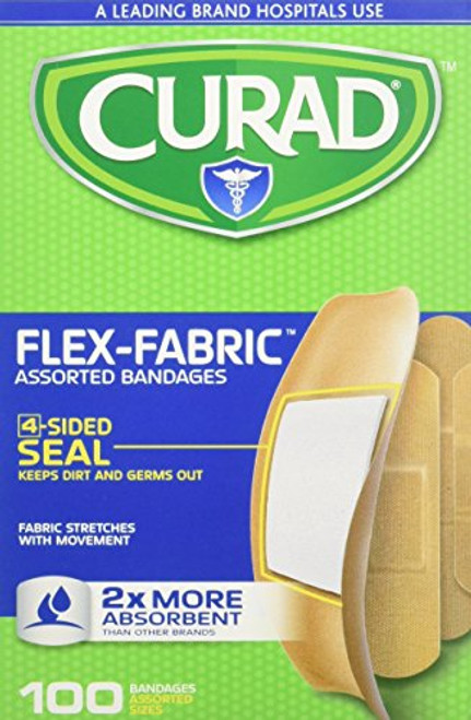 Curad FlexFabric Assorted Bandages 2X More Absorbent 100 ea Curad FlexFabric Assorted Bandages 2X More Absorbent 100 ea