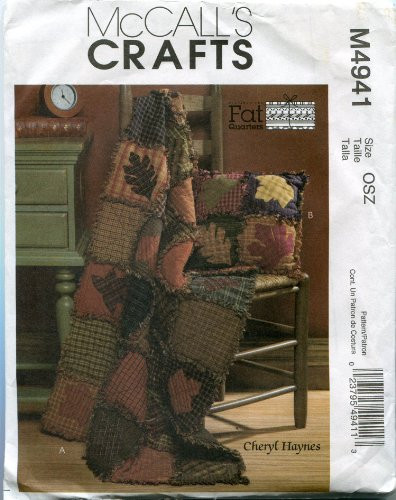 McCall's Crafts Pattern M4941 Fat Quarters Rustic Quilt and Pillow