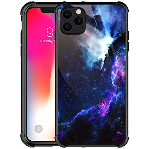 iPhone 11 Pro Max Case9H Tempered Glass iPhone 11 Pro Max Cases for Girls Women BoysLight of Purple Nebula Pattern Design Shockproof AntiScratch Glass Case for Apple iPhone 11 Pro Max