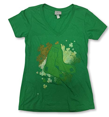 Majestic Boston Red Sox Womens Green VNeck TShirt Small 4/6