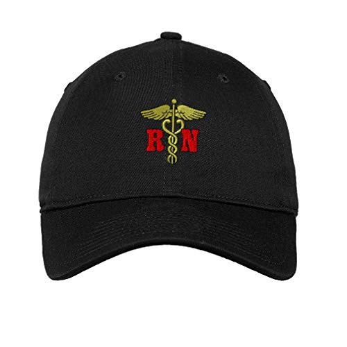 Speedy Pros Soft Baseball Cap Rn Logo Embroidery Profession Nurse Twill Cotton Dad Hats for Men  Women Buckle Closure Black Design Only