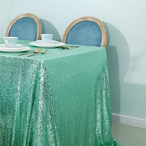 Zdada Mint 48"x72" Bling Sequin Table Cover for Christmas Turkey Table Decoration