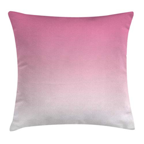 Ambesonne Ombre Throw Pillow Cushion Cover Dreamy Pale Pink Waterfall Cotton Candy Inspired Modern Digital Print Girls Artwork Decorative Square Accent Pillow Case 16  X 16  White Pink