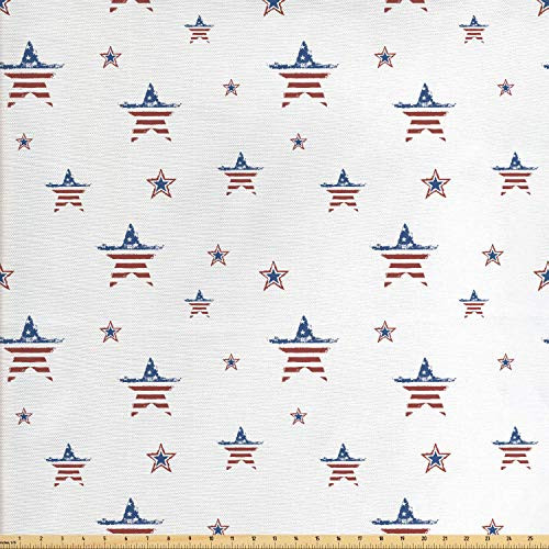 Ambesonne 4th of July Fabric by The Yard American Flag Old Glory Design with Stars and Stripes Pattern Patriotic Image Decorative Fabric for Upholstery and Home Accents 2 Yards Blue Red
