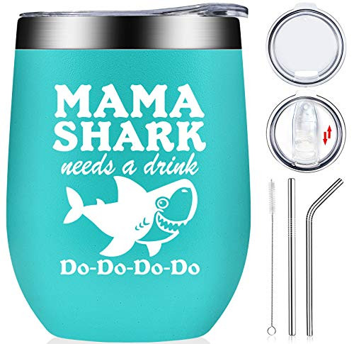 Mama Shark Needs a Drink Mom Gifts from Daughter Son Kids Funny Mother s Day Christmas Birthday Gifts Idea for Best Mom New Mom Mommy Wife Women Wine Tumbler Cup Mint 12oz Mama Shark Needs a Drink Mom Gifts from Daughter Son Kids Funny Mother s Day Christmas Birthday Gifts Idea for Best Mom New Mom Mommy Wife Women Wine Tumbler Cup Mint 12oz