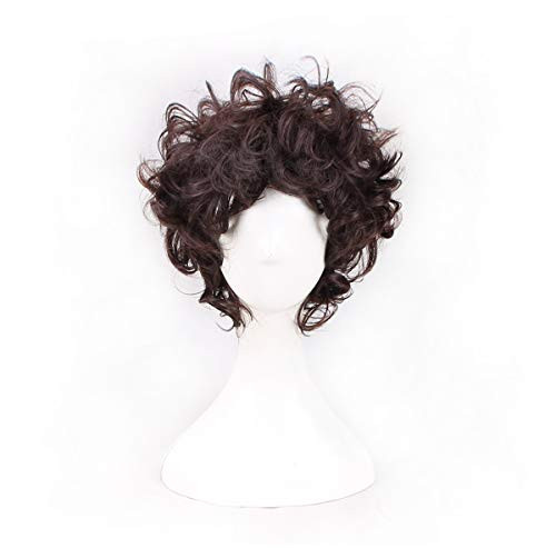 Man s Short Curly Dark Brown Cosplay Wig Halloween Wig for Move