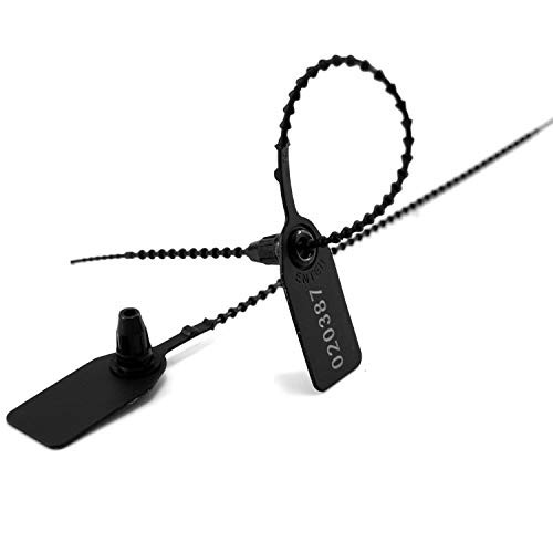 100 Numbered Security Ties Plastic Seals Pull Tites Security Tag Disposable Self Locking Tie for Fire Extinguisher 250mm LenghtBlack