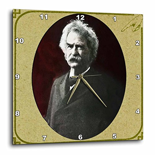 3dRose LLC Mark Twain Vintage Magic Lantern Slide Portrait Wall Clock 10 by 10Inch