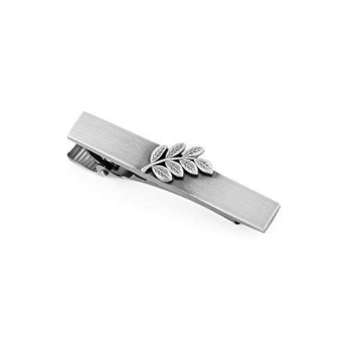 Masonic Revival Sprig of Acacia Tie Bar Clip Short/Antique Silver