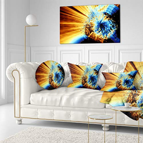 Designart PT9195-40-20 Fractal 3D Blue Burst-Abstract Art Canvas Print-32x16, 40x20 Brown