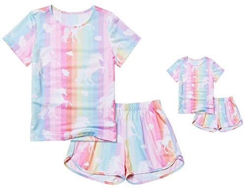 Matching Girls  Dolls Pjs Unicorn Pajamas Set Summer America Girl Clothes Matching Girls  Dolls Pjs Unicorn Pajamas Set Summer America Girl Clothes