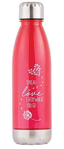 Pink Spread Love Everywhere You Go Reusable Water Bottle with Stainless Steel Bottom and Lid 24 Ounce