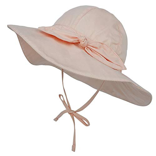 MaxNova Baby Sun Hat Toddler Summer UPF 50 Bucket Hat Wide Brim Beach Hats for Baby Girls 24T Light Orange