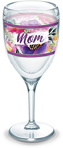 Tervis 1319387 Mom Large Blooms Insulated Tumbler with Wrap 9 oz Wine Glass Clear