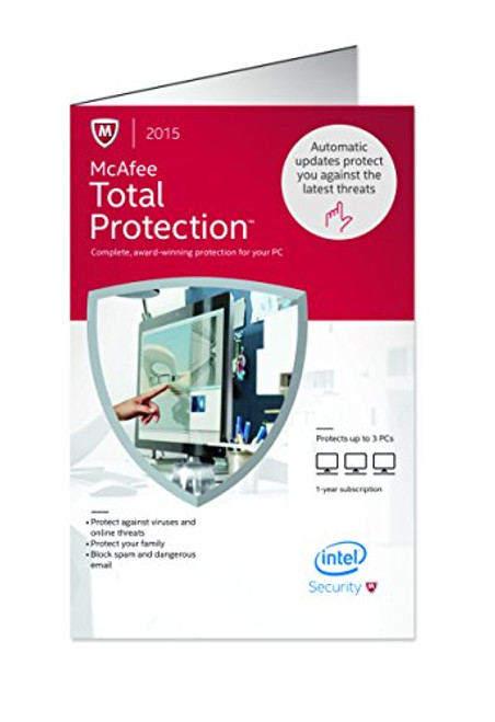 McAfee Total Protection 2015  3 Devices  PC Key Card Old Version