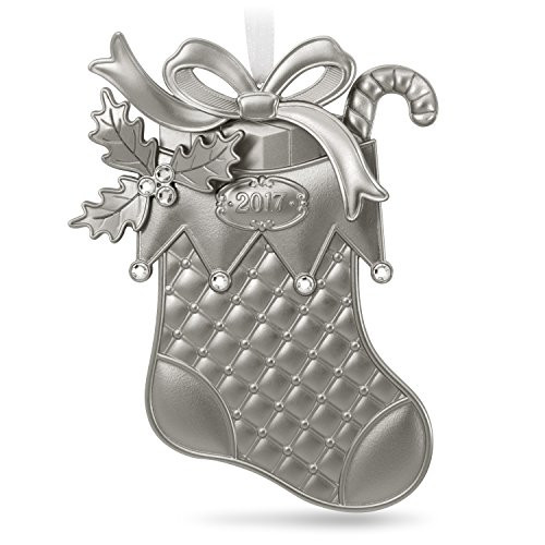 Hallmark Keepsake 2017 Silver Christmas Stocking Metal Dated Christmas Ornament Hallmark Keepsake 2017 Silver Christmas Stocking Metal Dated Christmas Ornament