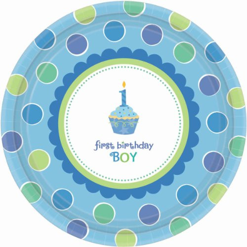 Amscan Sweet Little Cupcake Boy Dessert Plate  18 ct