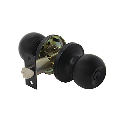 1 Pack Round Keyed Entry Door Knob Doorknobs Interior Bedroom Entrance Door Lockset One Keyway Lockset Each with 3 Keys Matte Black Finish by Probrico