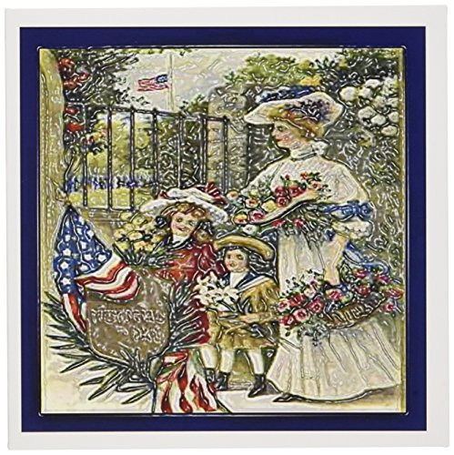 3dRose Greeting Cards 6 x 6 Inches Pack of 12 Memorial Day Family Plastic Texture gc147932