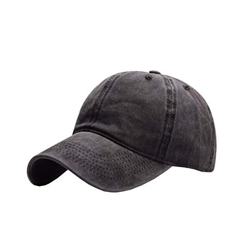 Mens Washed Cotton Baseball Cap Adjustable  Baseball Cap Unconstructed Fits Men Women Low Profile Black Dad Hat Black