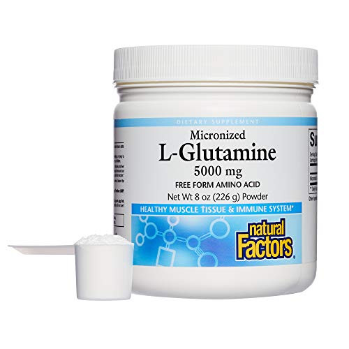 Natural Factors Micronized LGlutamine Drink Mix 5000 mg Supports Healthy Muscle Tissue and Immune System Function 8 oz 45 Servings