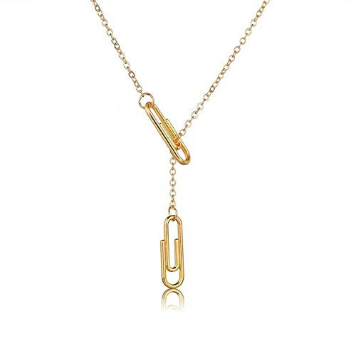 Minimalist Paperclip Pendant Y Necklace Geometric Hollow Metal Frames Jewelry gold Minimalist Paperclip Pendant Y Necklace Geometric Hollow Metal Frames Jewelry gold