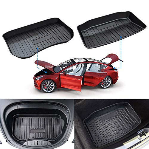 Mixsuper Model 3 Frunk and Rear Cargo Liner All Weather Trunk Liner Durable TPO Cargo Storage Mat for Tesla Model 32 Pack