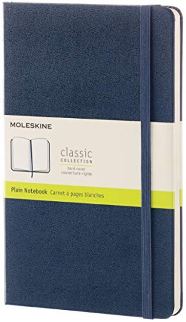 Moleskine Classic Notebook Hard Cover Large 5  x 8 25  Plain/Blank Sapphire Blue 240 Pages