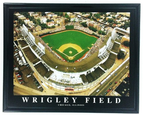 MLB Framed Baseball Chicago Cubs Wrigley Field Baseball Stadium Wall Art F7537A