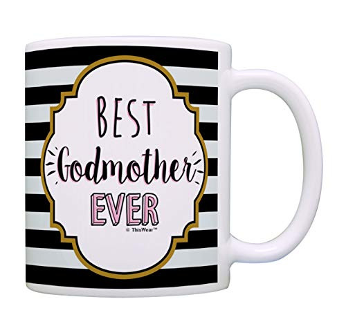 Mothers Day Gifts from Godchild Best Godmother Ever Christening Gifts Coffee Mug Tea Cup Stripe