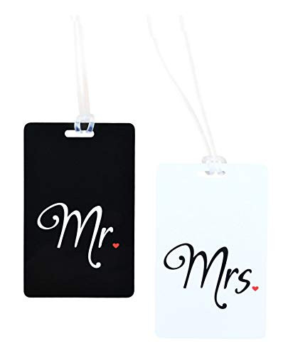 Mr  Mrs Luggage Tag Travel Tag Wedding Honeymoon Newlyweds Tags  BLACK/WHITE