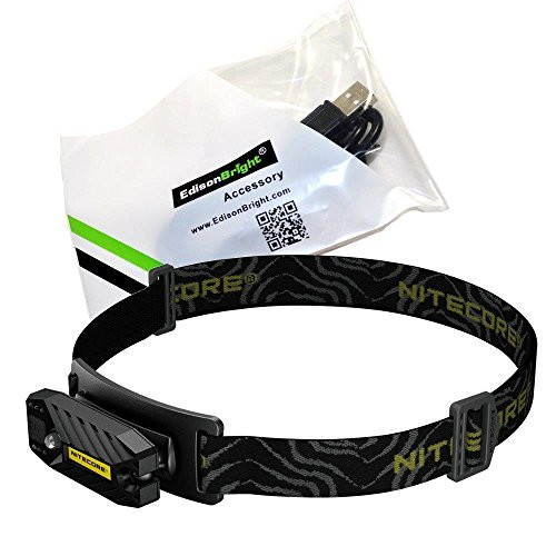 EdisonBright Nitecore T360 45 Lumen USB rechargeable LED headlamp and brand USB charging cable bundle