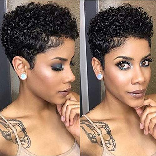 MSCOVE Short Curly Human Hair Wigs for Black Women Afro Kinky Curly Machine Made Wig None Lace Front Wigs Brazilian Human Hair Wig