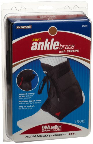Mueller Soft Ankle Brace with Straps XSmall 1Count Package